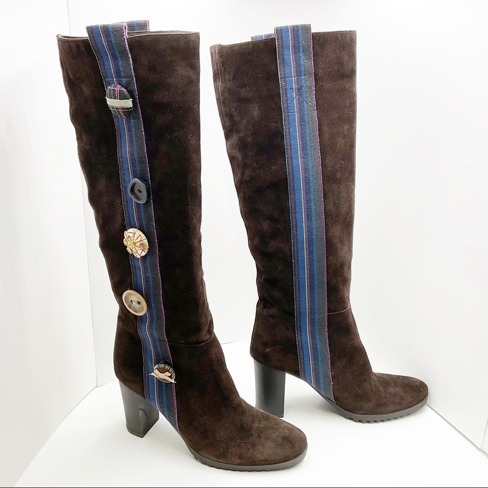 ๐{KENZO} OOAk Funky Button Suede Tall Boots